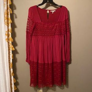 Anthropologie Floreat dress size 4  cranberry, lace